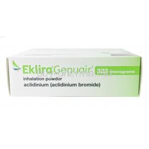 Eklira Genuair Inhalation powder, Aclidinium 322mcg, Inhalation powder 60MD, AstraZeneca, Box bottom view