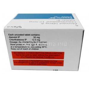 Tenoric, Atenolol 50 mg / Chlorthalidone 12.5 mg, Ipca Laboratories, Box information, Contents, Caution