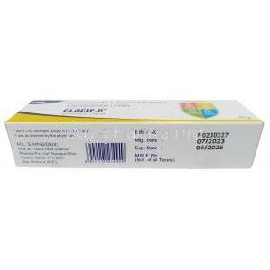 Clocip-B Cream, Beclometasone 0.025% w/v / Clotrimazole 1% w/v, Cream 10g, Cipla,  Box information, Mfg date, Exp date