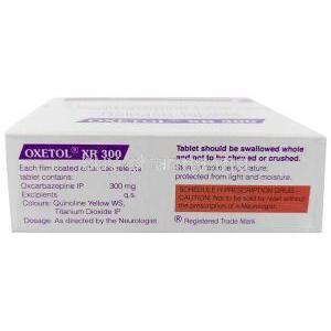 Oxetol XR 300, Oxcarbazepine 300 mg, Sun Pharmaceutical Industries Ltd, Box information, Caution