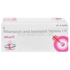 Akurit,Isoniazid 75 mg / Rifampicin 150 mg / Ethambutol 275 mg / Pyrazinamide 400 mg, Lupin, Box front view