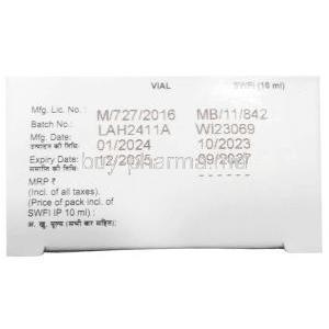 Accuzon Injection, Ceftriaxone 1000 mg, Injection 5mL, Macleods Pharmaceuticals, Box information, Mfg date, Exp date