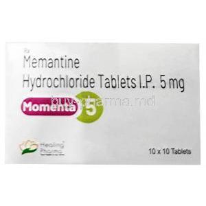 Momenta 5, Memantine 5mg, Healing Pharma India Pvt Ltd, Box front view