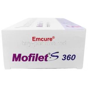 Mofilet-S, Mycophenolate mofetil 360 mg, Emcure Pharma, Box side view