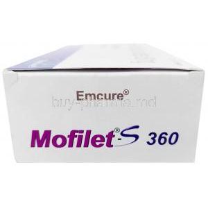 Mofilet-S, Mycophenolate mofetil 360 mg, Emcure Pharma, Box side view-2