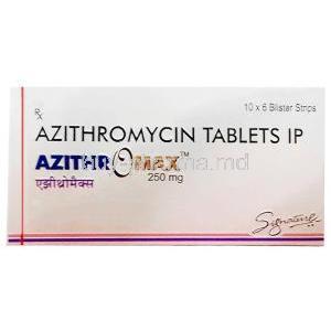Azithro Max, Azithromycin 250mg, HAB Pharma, Box front view