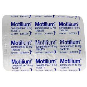 Motilium, Domperidone 10mg, 25tablets Janssen Pharmaceutica,  Blisterpack information