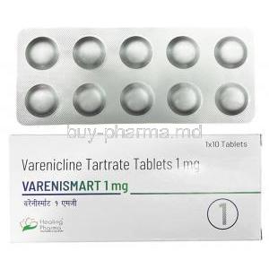 Varenismart 1, Varenicline 1mg, Healing Pharma , Box, Blisterpack