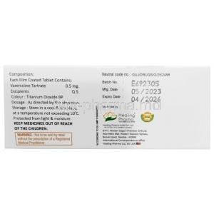 Varenismart 0.5, Varenicline 0.5mg, Healing Pharma , Box information