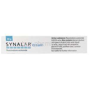 Synalar cream, Fluocinolone 0.025%, Cream 30g, Bioglan AB, Box information, ingredient