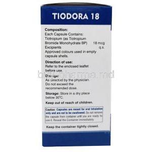 Tiodora Pufcaps, Tiotropium Bromide 18 mcg, 30 Pufcaps, Sava medica, Box information, composition