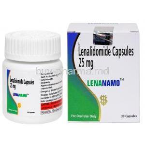 Lenanamo, Lenalidomide 25mg, 30capsules, Unnati Pharmax, Box, Bottle