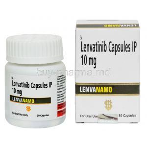 Lenvanamo, Lenvatinib 10mg, 30 capsules, Shivnaam, Box, Bottle