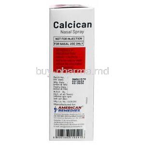 Calcican Nasal Spray, Calcitonin 200 IU/dose, 3.7mL (30MD), American Remedies, Box information