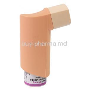 Flixon Inhaler, Fluticasone 50mcg, Inhaler 120MD, Deva, Inhaler side view