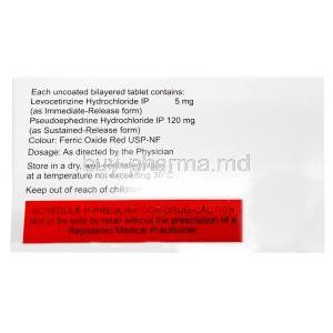 Solvin OD, Levocetirizine 5mg/ Pseudoephedrine 120mg, Ipca Laboratories Ltd, Box information, Dosage