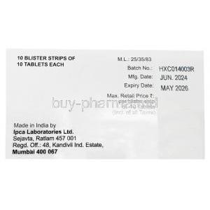 Solvin OD, Levocetirizine 5mg/ Pseudoephedrine 120mg, Ipca Laboratories Ltd, Box information, Mfg date, Exp date