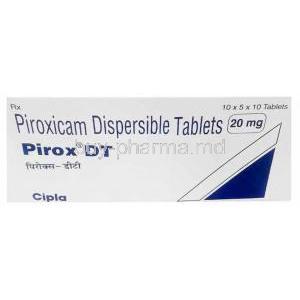 Pirox DT, Piroxicam 20mg, Tablet, Cipla, Box front view