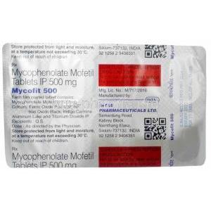 Mycofit, Mycophenolate mofetil 500mg, Intas Pharmaceuticals, Blisterpack information