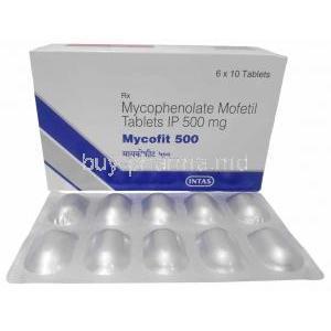 Mycofit, Mycophenolate mofetil 500mg, Intas Pharmaceuticals, Box, Blisterpack