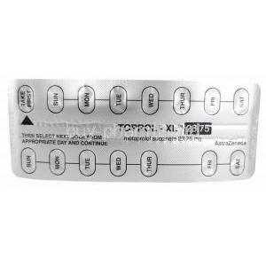 Toprol XL, Metoprolol 23.75 mg, 15tablets, Astra Zeneca, Blisterpack information