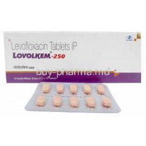 Lovolkem, Levofloxacin 250 mg, Alkem Laboratories Ltd, Box front view, Blisterpack