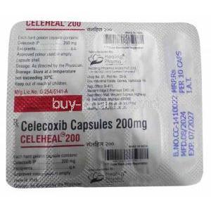 Celeheal, Celecoxib 200mg, Healing Pharma India Pvt Ltd, Blisterpack information, Mfg date, Exp date