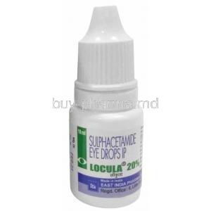 Locula Eye Drops, Sulphacetamide 20%, Eye Drops 10mL, East India Pharmaceutical Works Ltd, Bottle front view