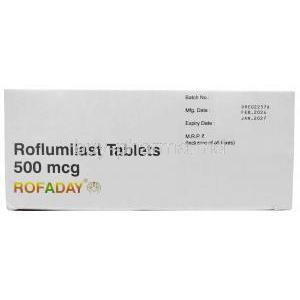 Rofaday, Roflumilast 500 mcg, Lupin, Box information,Mfg date, Exp date