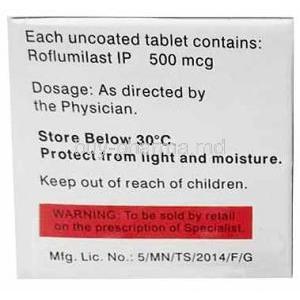 Rofaday, Roflumilast 500 mcg, Lupin, Box information, Dosage, Storage