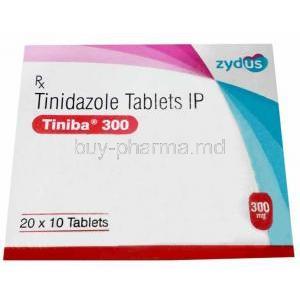 Tiniba 300, Tinidazole 300 mg, Zydus, Box front view