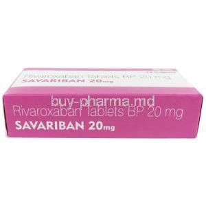 Savariban, Rivaroxaban 20 mg, Sava  Healthcare, Box bottom view