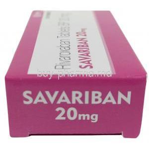 Savariban, Rivaroxaban 20 mg, Sava  Healthcare, Box side view