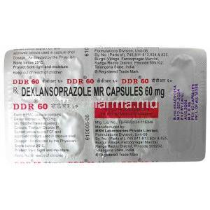 DDR MR, Dexlansoprazole 60mg, Capsule (MR), MSN Laboratories,Blisterpack information