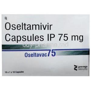 Oseltavac 75, Oseltamivir 75 mg, Prevego Healthcare & Research Private Limited, Box front view