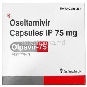 Olpavir, Oseltamivir 75 mg, Care Formulation Labs Pvt Ltd, Box front view