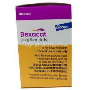 Bexacat, Bexagliflozin 15 mg, Elanco GmbH, Box information, Dosage