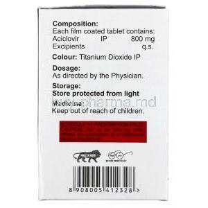 Acyprove, Acyclovir 800 mg, Johnlee, Box Information