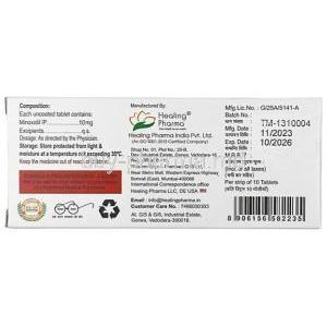 Minoxytop, Minoxidil 10 mg, Healing Pharma India Pvt Ltd, Box information