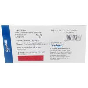 Duphill, Doxofylline 400mg, Leeford Healthcare Ltd, Box information