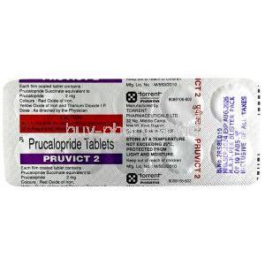 Pruvict 2, Prucalopride 2 mg, Torrent Pharma, Blisterpack information