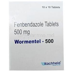 Wormentel 500, Fenbendazole 500 mg, Kachhela Medex, Box front view