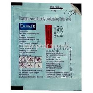 Rizanet Oral Disintegrating Strip, Rizatriptan 5 mg, Sun Pharmaceutical Industries, Package of Oral Disintegrating Strip