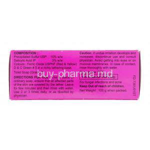 Sastid , Salicylic acid/ Sulphur precipitated 100 gm Soap Bar box information