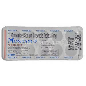 Generic Singulair, MONTAIR, Montelukast 4 mg Chewable Tablet (Cipla)