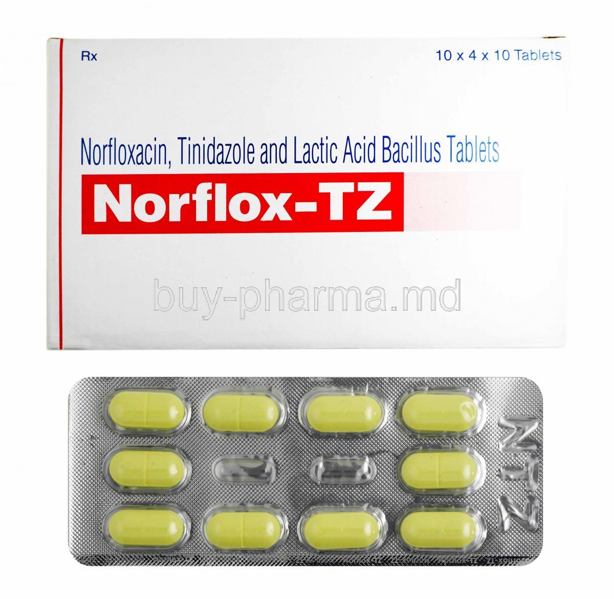 购买替硝唑 诺氟沙星 乳酸杆菌片 Norflox Tz Tinidazole Norfloxacin Lactobacillus Online Buy Pharma Md